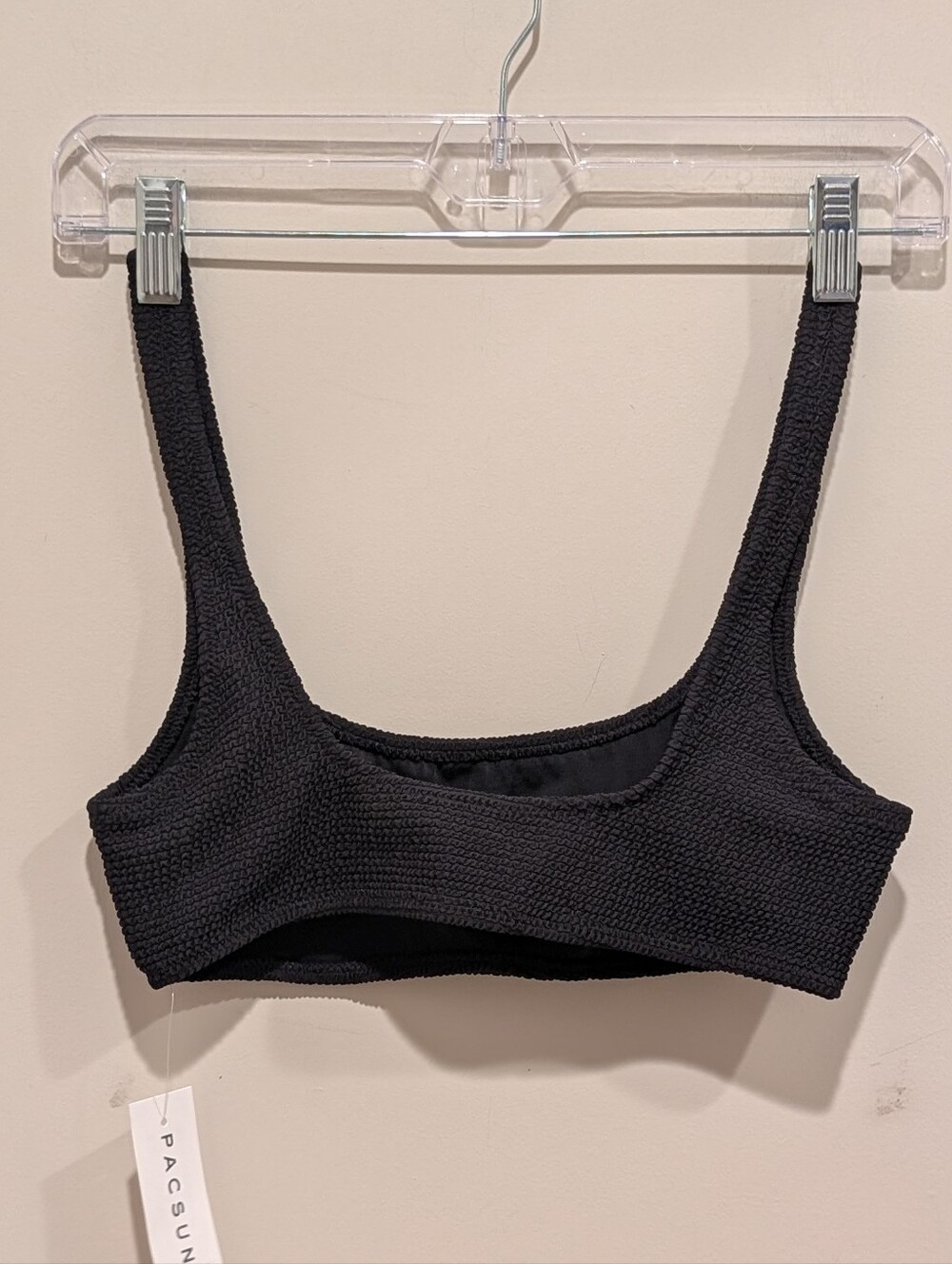 PacSun Black Textured Square Neck Bikini Top Size  Small - Picture 5 of 5